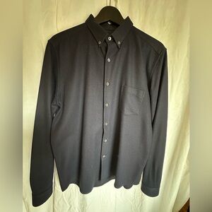 Ami Men's Navy Button-Down Shirt with Chest Pocket